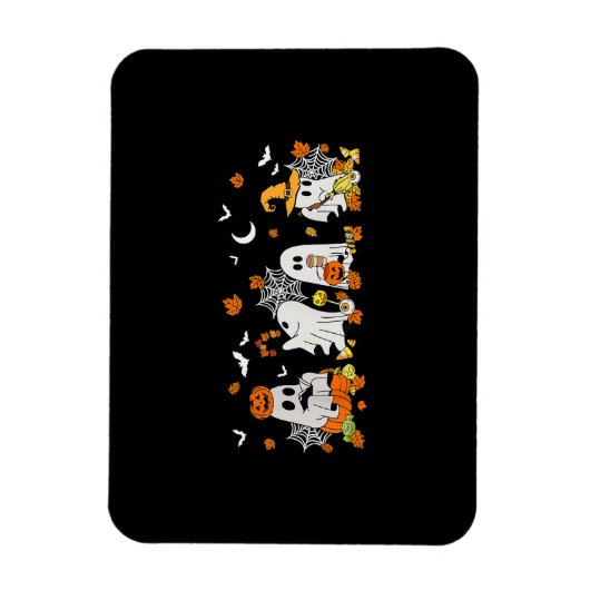 かわいい幽霊飲みコーヒーハロウィーン秋幽霊ボー マグネット (縦)