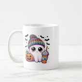 かわいい幽霊飲みコーヒーラテ幽霊ブハロー コーヒーマグカップ (左)