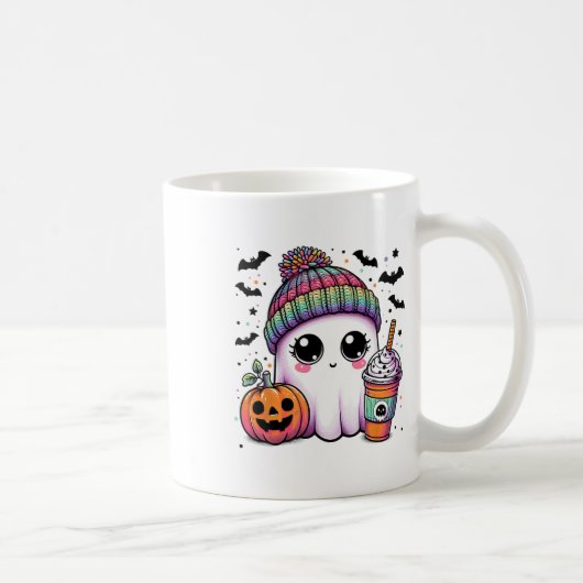 かわいい幽霊飲みコーヒーラテ幽霊ブハロー コーヒーマグカップ (右)