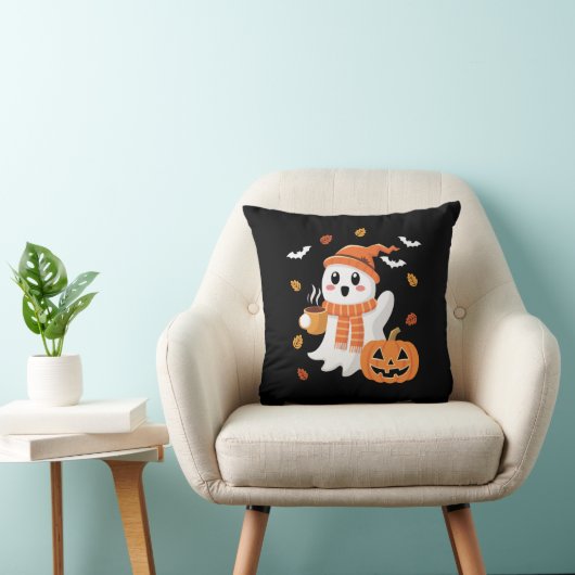 かわいい幽霊飲むアイスコーヒーハロウィーン クッション (椅子)