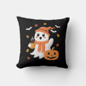 かわいい幽霊飲むアイスコーヒーハロウィーン クッション (正面)