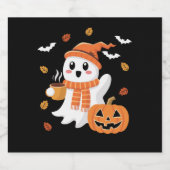 かわいい幽霊飲むアイスコーヒーハロウィーン ビールラベル (シングルラベル)