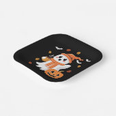 かわいい幽霊飲むアイスコーヒーハロウィーン ペーパープレート (傾斜あり)