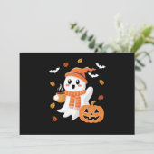 かわいい幽霊飲むアイスコーヒーハロウィーン 招待状 (スタンド正面)