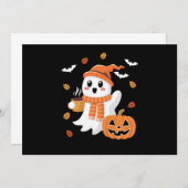 かわいい幽霊飲むアイスコーヒーハロウィーン 招待状 (正面/裏面)