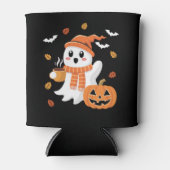 かわいい幽霊飲むアイスコーヒーハロウィーン 缶クーラー (正面)