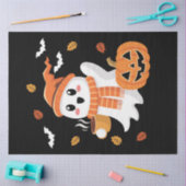 かわいい幽霊飲むアイスコーヒーハロウィーン 薄葉紙 (クラフト)