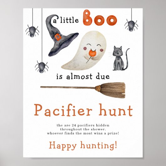 かわいい幽霊 – おしゃぶり狩りゲーム赤ちゃんシャワー ポスター (正面)