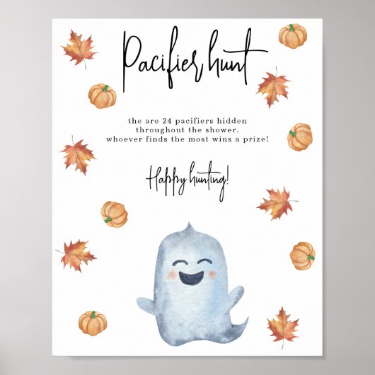 かわいい幽霊 – おしゃぶり狩りゲーム赤ちゃんシャワー ポスター (正面)