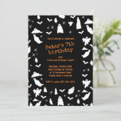 かわいい幽霊、こうもり&スパイダースハロウィーン誕生日 招待状 (スタンド正面)