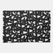 かわいい幽霊、こうもり&スパイダーズのハロウィンパターン キッチンタオル (横)