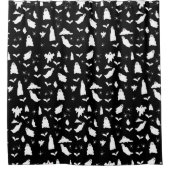 かわいい幽霊、こうもり&スパイダーズのハロウィンパターン シャワーカーテン (正面)