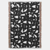 かわいい幽霊、こうもり&スパイダーズのハロウィンパターン スローブランケット (正面縦)