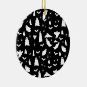 かわいい幽霊、こうもり&スパイダーズのハロウィンパターン セラミックオーナメント (右)