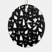 かわいい幽霊、こうもり&スパイダーズのハロウィンパターン セラミックオーナメント (左)