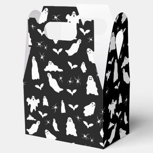 かわいい幽霊、こうもり&スパイダーズのハロウィンパターン フェイバーボックス (オープン)