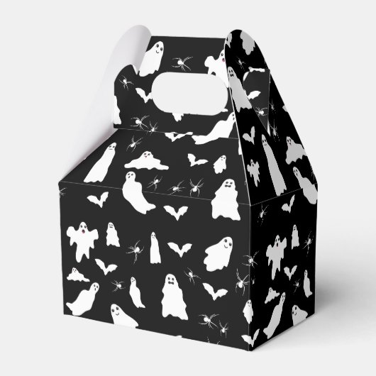 かわいい幽霊、こうもり&スパイダーズのハロウィンパターン フェイバーボックス (正面サイド)