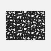 かわいい幽霊、こうもり&スパイダーズのハロウィンパターン フリースブランケット (正面(横))