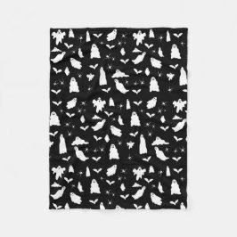 かわいい幽霊、こうもり&スパイダーズのハロウィンパターン フリースブランケット
