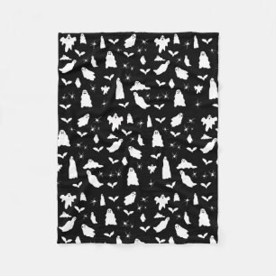 かわいい幽霊、こうもり&スパイダーズのハロウィンパターン フリースブランケット