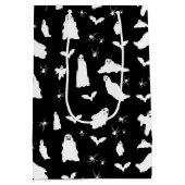 かわいい幽霊、こうもり&スパイダーズのハロウィンパターン ミディアムペーパーバッグ (裏面)