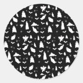 かわいい幽霊、こうもり&スパイダーズのハロウィンパターン ラウンドシール (正面)