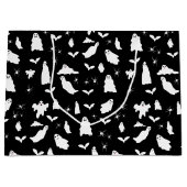 かわいい幽霊、こうもり&スパイダーズのハロウィンパターン ラージペーパーバッグ (正面)