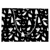 かわいい幽霊、こうもり&スパイダーズのハロウィンパターン ラージペーパーバッグ (裏面)