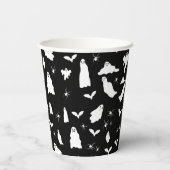 かわいい幽霊、こうもり&スパイダーズのハロウィンパターン 紙コップ (裏面)