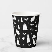 かわいい幽霊、こうもり&スパイダーズのハロウィンパターン 紙コップ (正面)