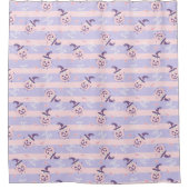 かわいい幽霊、カボチャとストライプ シャワーカーテン (正面)