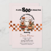 かわいい幽霊&カボチャ秋ハロウィーンベビーシャワー 招待状 (正面/裏面)