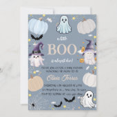 かわいい幽霊、カボチャ、キャンディ、ハロウィーンの赤ちゃんシャワー 招待状 (正面)