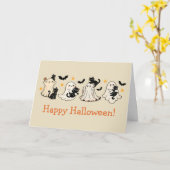 かわいい幽霊&キャットハロウィングリーティングカード カード (黄色い花)