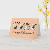 かわいい幽霊&キャットハロウィングリーティングカード カード (黄色い花)