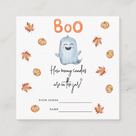 かわいい幽霊、キャンディーの赤ちゃんシャワーゲームの数 エンクロージャーカード (正面)