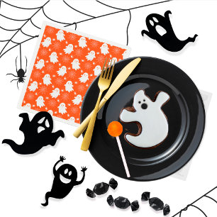 かわいい幽霊 クモ スパイダーウェブハロウィーン スタンダードカクテルナプキン