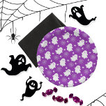 かわいい幽霊 | クモ | スパイダーウェブハロウィーン ペーパープレート<br><div class="desc">可愛い幽霊、クモ、クモの巣を紫色の背景ハロウィーンパターンに。</div>