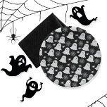 かわいい幽霊 | クモ | スパイダーウェブハロウィーン ペーパープレート<br><div class="desc">黒い背景ハロウィーンパターンの可愛い幽霊、クモやクモの巣。</div>