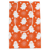 かわいい幽霊 | クモ | スパイダーウェブハロウィーン ミディアムペーパーバッグ (正面)