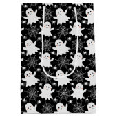 かわいい幽霊 | クモ | スパイダーウェブハロウィーン ミディアムペーパーバッグ (裏面)