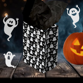 かわいい幽霊 | クモ | スパイダーウェブハロウィーン ミディアムペーパーバッグ