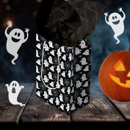 かわいい幽霊 | クモ | スパイダーウェブハロウィーン ミディアムペーパーバッグ