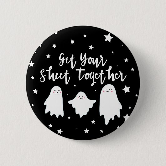 かわいい幽霊 |シートを揃える |ハロウィーン 缶バッジ (正面)
