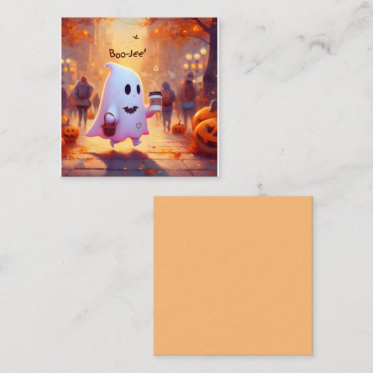 かわいい幽霊、急いでパーティーマグカップ スクエア名刺 (正面/裏面)