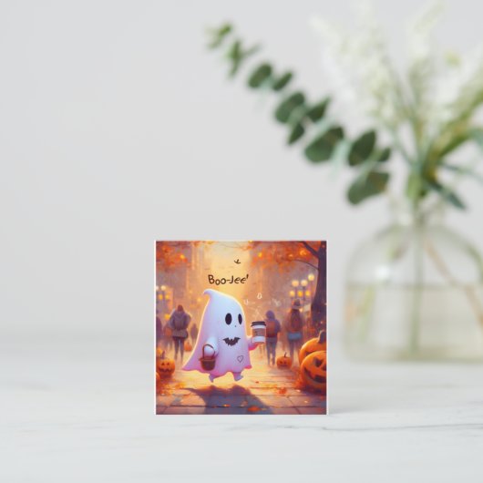 かわいい幽霊、急いでパーティーマグカップ スクエア名刺 (スタンド正面)