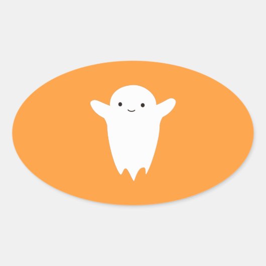 かわいい幽霊 楕円形シール (正面)
