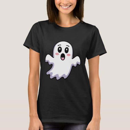 かわいい幽霊Tシャツ | おもしろいかわいいハロウィーン幽霊 Tシャツ (正面)