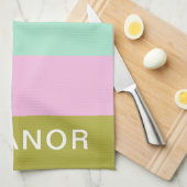かわいい幾何学的パステル色ブロックパーソナライズされた キッチンタオル (四つ折り)