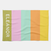 かわいい幾何学的パステル色ブロックパーソナライズされた キッチンタオル (横)